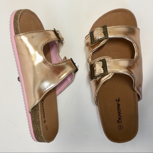 NEW BEARPAW Big Girls Faux Leather slip on Slide Sandals - Picture 10 of 12